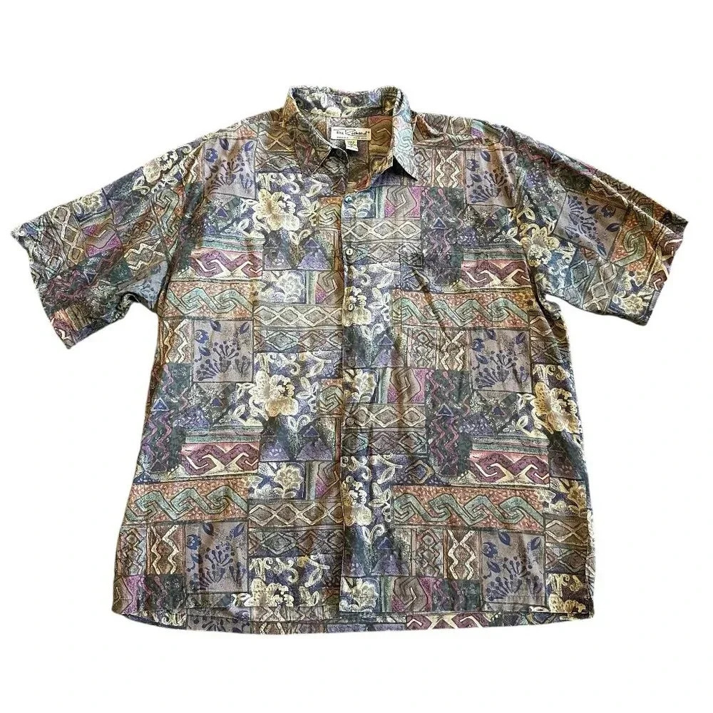 Tori Richard Hawaiian Button-Down Shirt Lovely Print Short Sleeve Size XL Men's